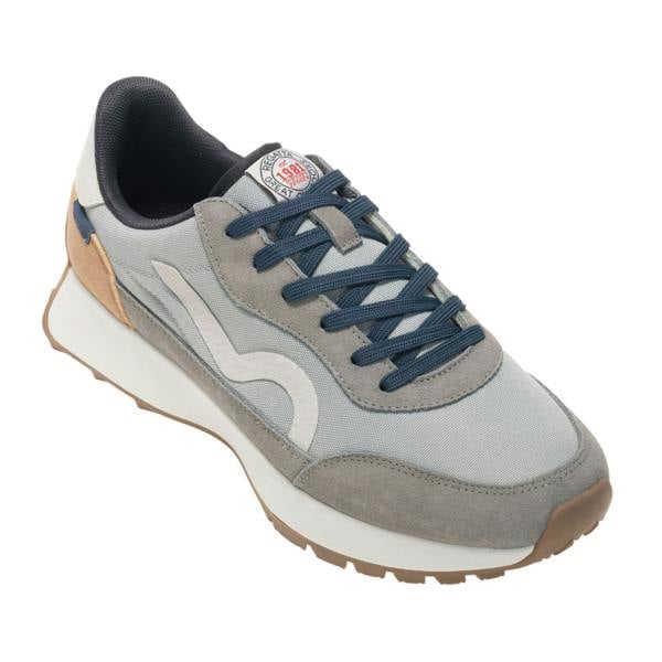 Regatta Mens Marine Heritage II Suede Trainers - Grey/Tan/Denim - 