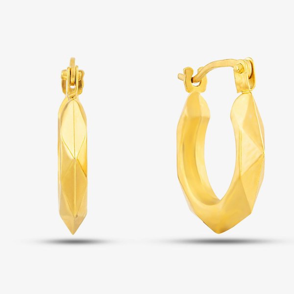 T. H. Baker 9ct Yellow Gold Patterned Creole Earrings UER131Y