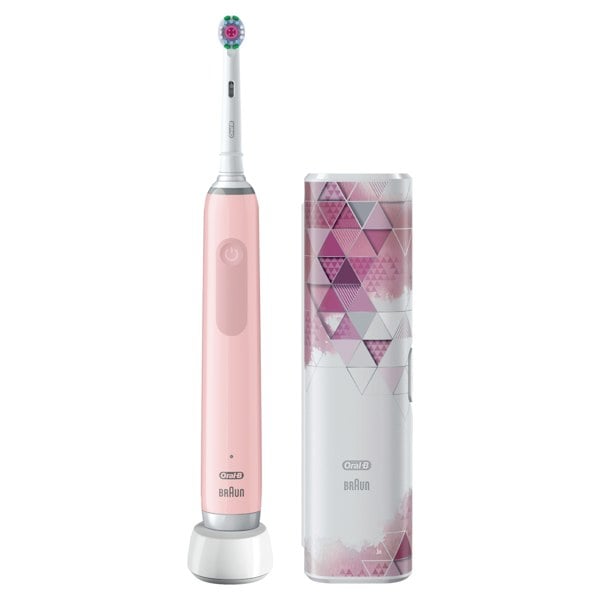 Oral-B Pro 3 3500 Pink Electric Toothbrush with Mod Motif Travel Case