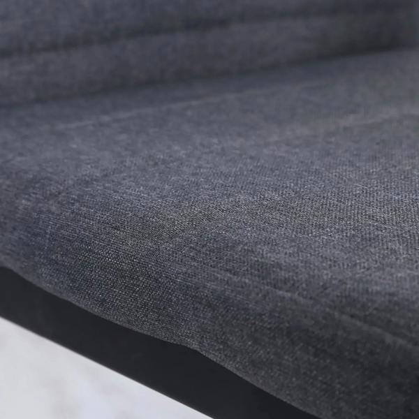 Grey chair seat with linen-touch fabric upholstery and dark metal base