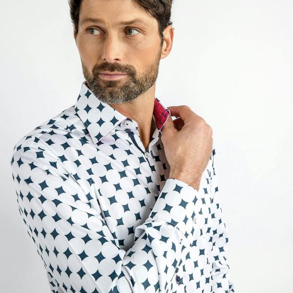 CURVED DIAMONDS PRINT SHIRT - Premium Men's Patterned Shirt by Claudio Lugli | Bold Design, Tailored Fit, Best Printed Shirts