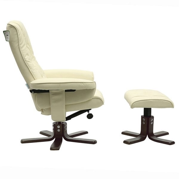 PU Leather Swivel Reclining Armchair with Footstool Lounge Chair and Footstool Living and Home