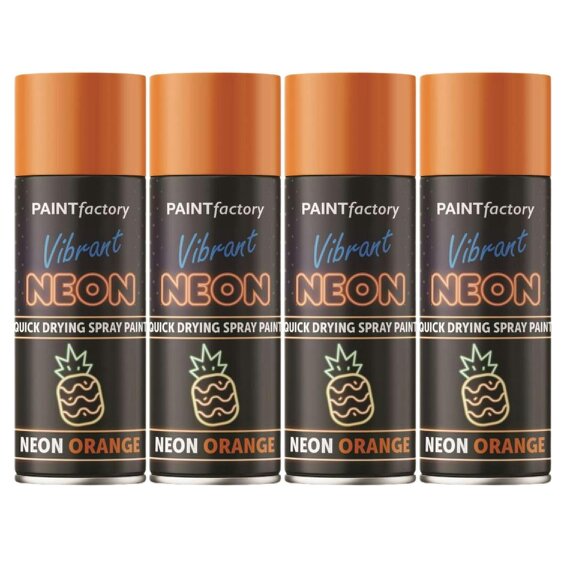 Paint Factory 4X  Fluorescent Neon Orange Spray Paint 200ml