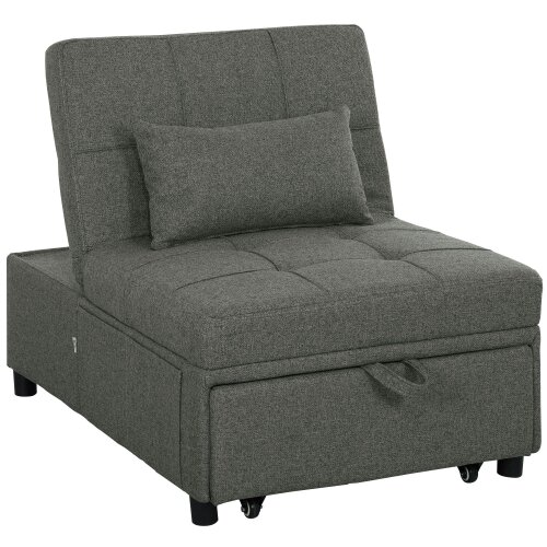 Wyld Haus Lulusa Kela Fabric Dark Grey 4 In One Convertible Single Sleeper Chair