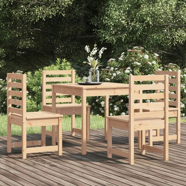 Berkfield 5 Piece Garden Dining Set Solid Wood Pine