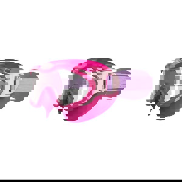 Pink Speedo Infant Biofuse swim mask with purple goggles and clear lenses