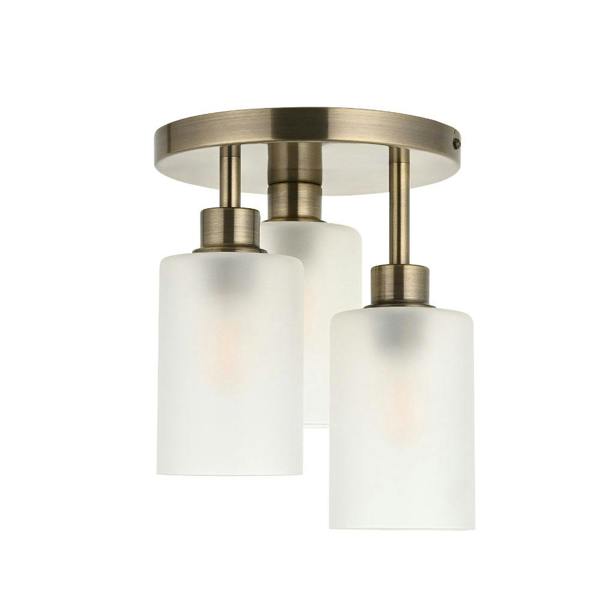 Pagazzi Lighting Kingsholm 3-Light Antique Brass Semi-Flush Plate