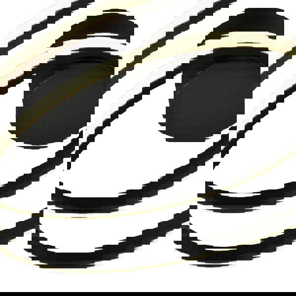 Modern Double Swirl Strip LED Flush Ceiling Light Fitting in Sleek Matte Black Image 3