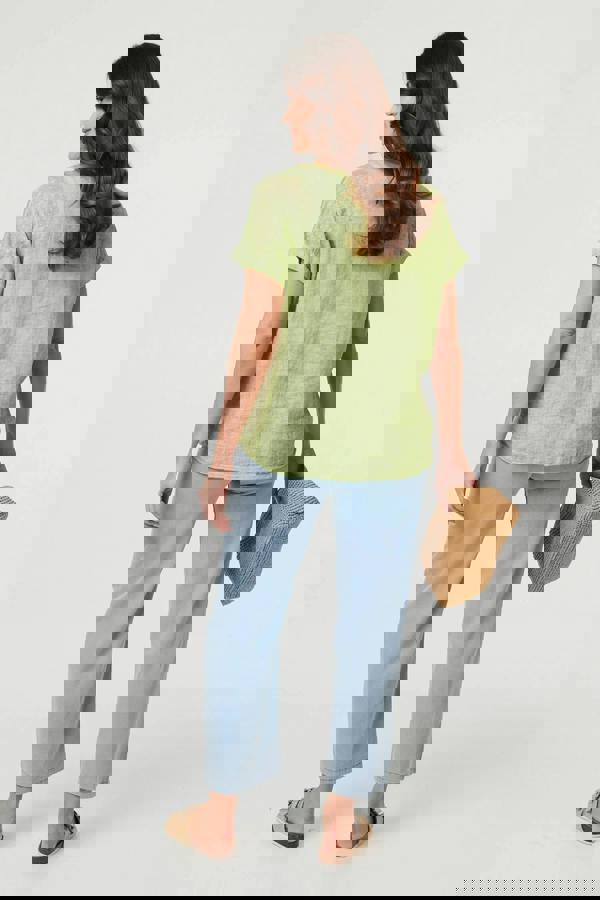 Green | Relaxed Short Sleeve Scoop Neck Top