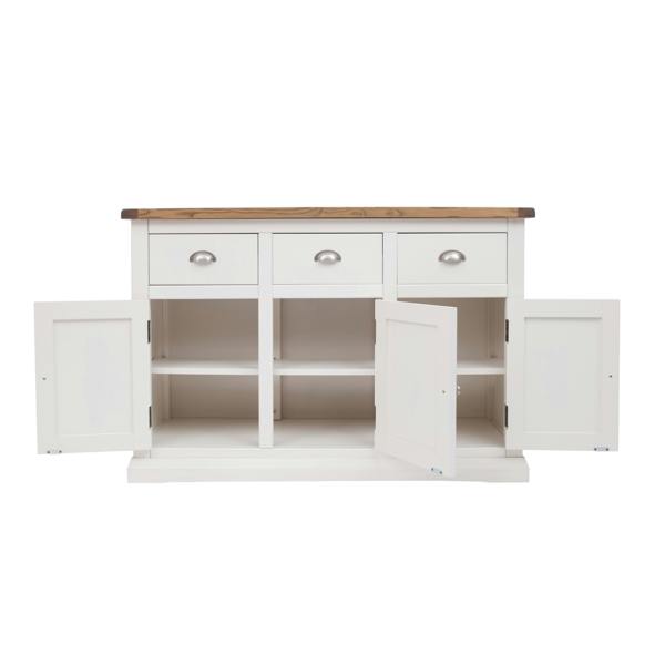 Cabinet Bits Cosenza Off White 3 Drawer 3 Door Sideboard Chrome Cup Handle