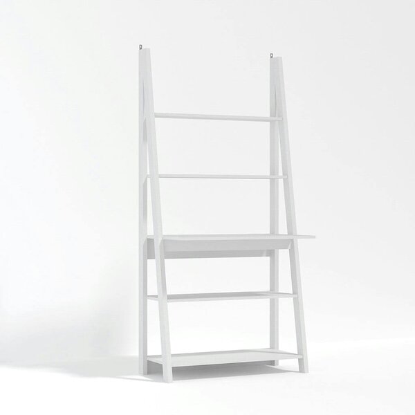 Wyld Haus Athy White Wooden Ladder Desk 5 Shelves