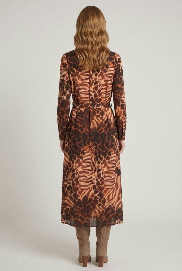 Izabel London Abstract Print Tie Waist Midi Dress