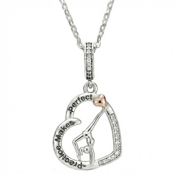 Parus Home Gymnastics Heart Necklace Sterling Silver And Rose Gold