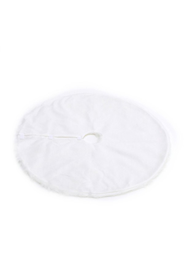 Living and Home D122cm Snow White Plush Christmas Tree Skirt for Holiday Decoration