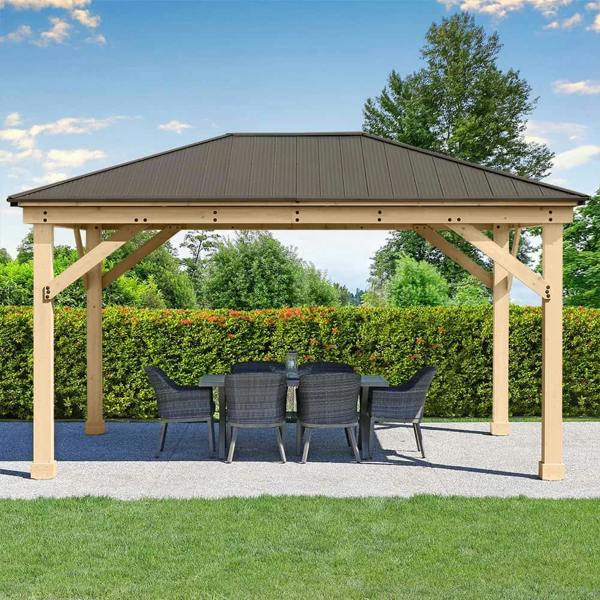Yardistry Wooden Gazebo 12ft x 16ft (3.7m x 4.9m), Meridian Series 3.7m x 4.9m Wooden Gazebo 3