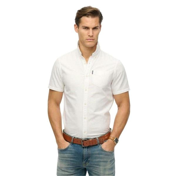 Superdry Mens Regular Short-Sleeved Shirt - Optical White - 