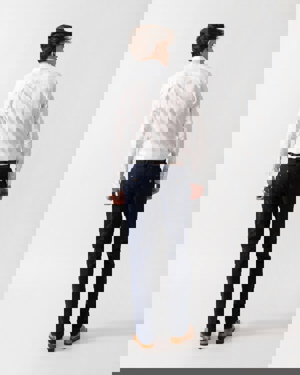 back of a Model wearing a Ted Baker Baxters Mens Long Sleeve Slim Stretch Shirt in White