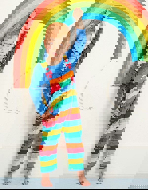 Organic Multi Stripe Dungarees - Toby Tiger UK Retail
