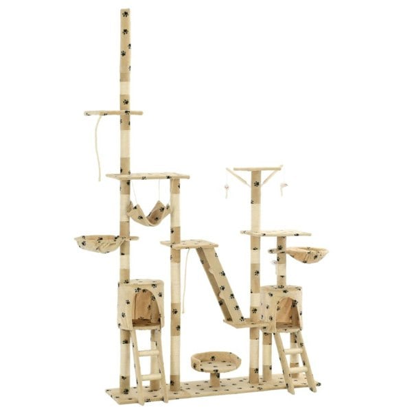 Berkfield Cat Tree with Sisal Scratching Posts 230-250 cm Paw Prints Beige