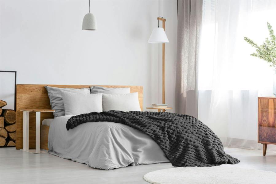 Lush Faux Rabbit Fur Black Throw 127x152cm
