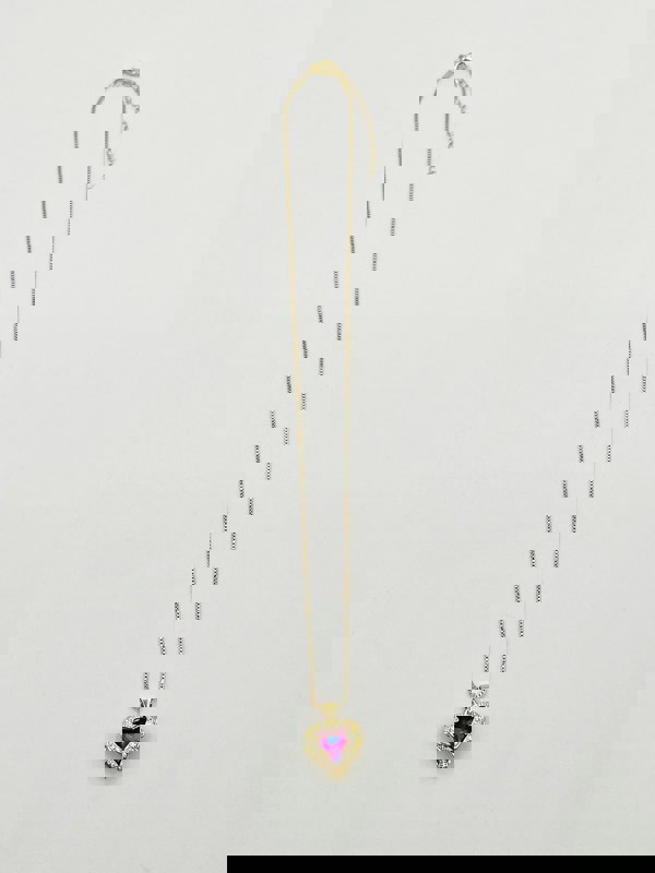 SVNX Pink Stone Heart Necklace In a Diamante Setting