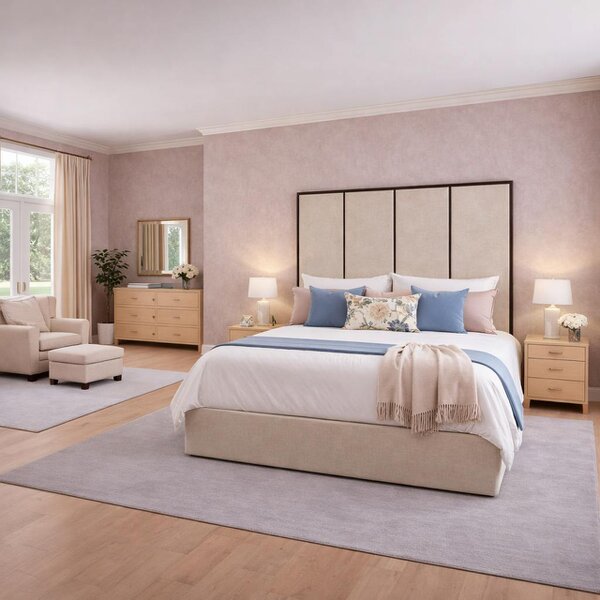 Great British Beds Emma headboard with Contrast Border Divan Bed