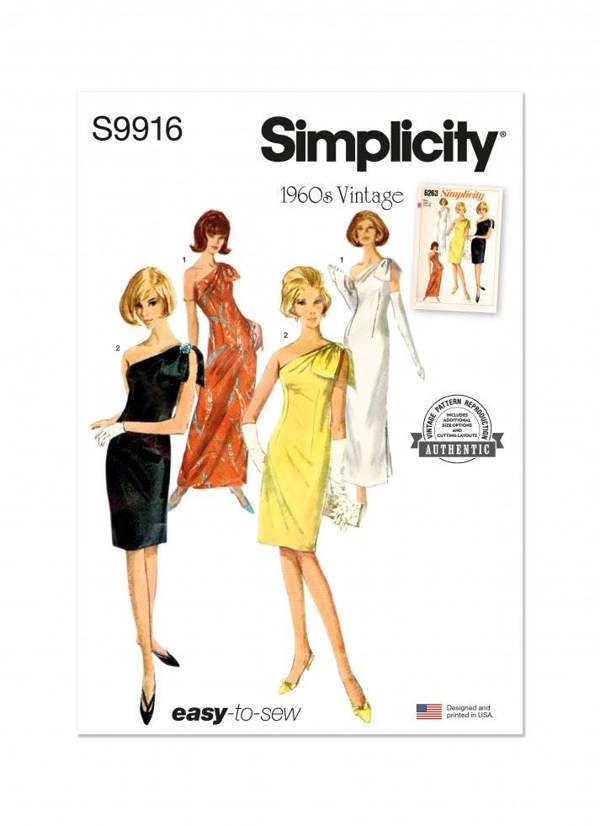 Simplicity Sewing Pattern 9916, Dresses, Vintage Style for Women, H5 (6-8-10-12-14) - Easy