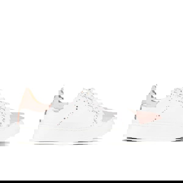 Embassy London Serena - Pink & White - Women’s Leather Trainer with Brogue Details