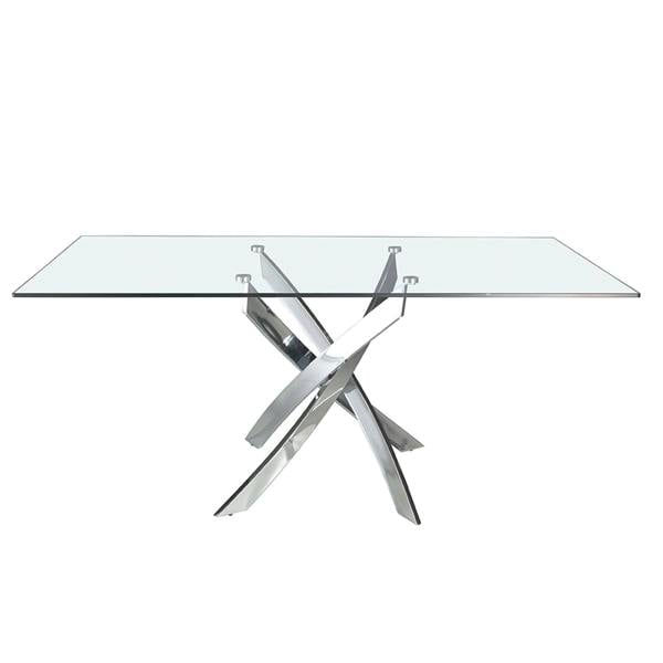 Angel Cerdá Rectangular tempered glass and chrome-plated steel dining table 1061