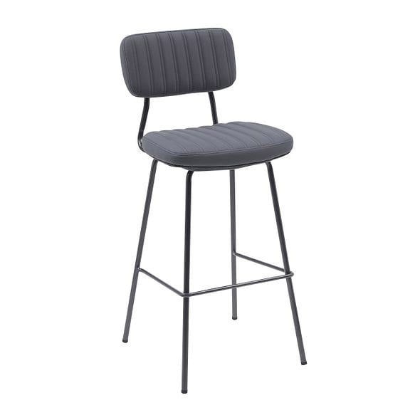 MMT Furniture Designs MMT PU Leather Bar Stools Set of 2, Grey/Tan with Steel Frame, Retro Industrial Style