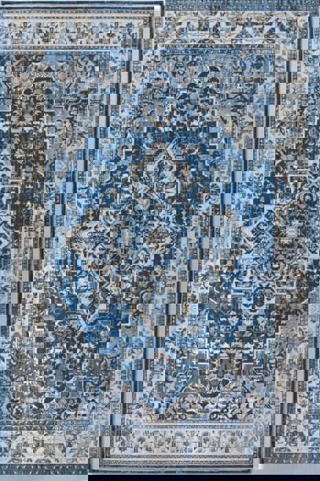 The Rugs Short-Pile Classic Medallion Blue Rug - Luxurious