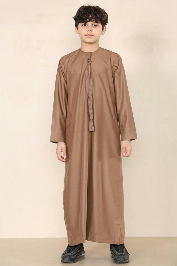 Infinity Leather Boy's Kids Thobe Emirati Jubba Islamic Clothing Kaftan Eid String Tassel
