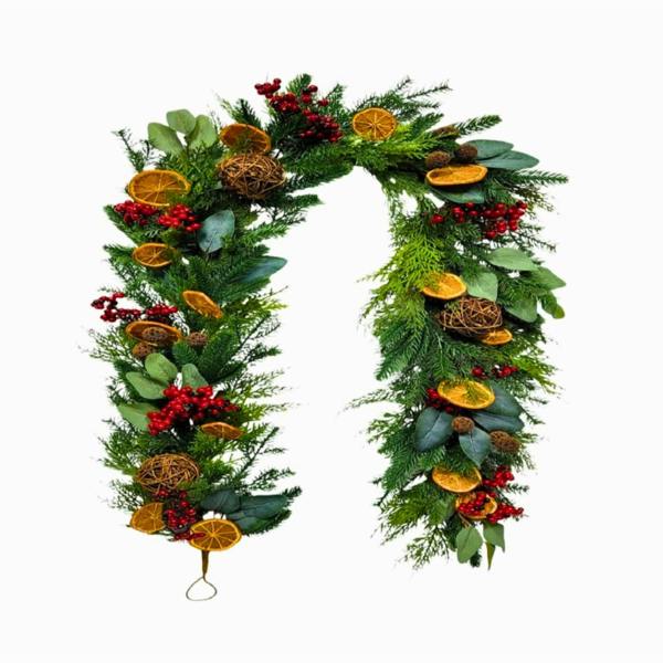 6ft Orange and Berry Christmas Garland for Autumn Mantels, Staircases and Indoor Seasonal Styling image 1