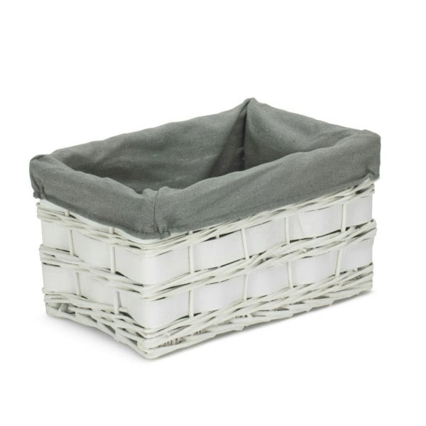White Grey LinedScandi Storage Basket with Grey Lining