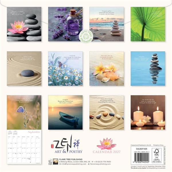 Zen Art & Poetry Calendar 2027, Wall Calendars, Month To View, Lifestyle, Gift