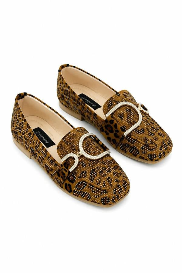 Love Lemonade Crystal Imperial Suede Loafers Limited Edition Leopard
