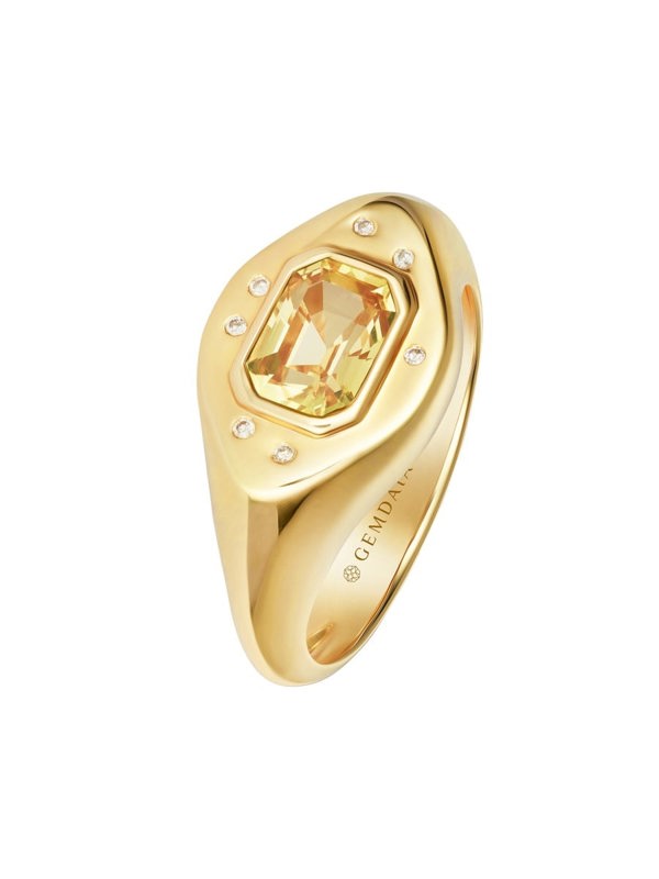 Gemdaia Yellow Sapphire Signet Ring