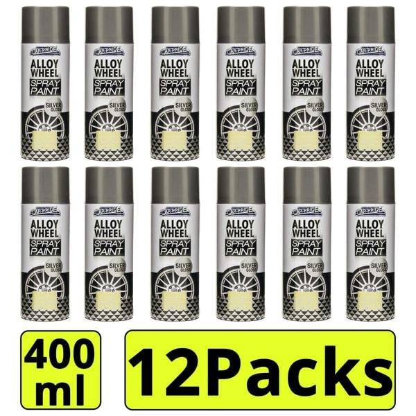 Carpride 12X Alloy Wheel Silver Gloss Spray Paint 400ml