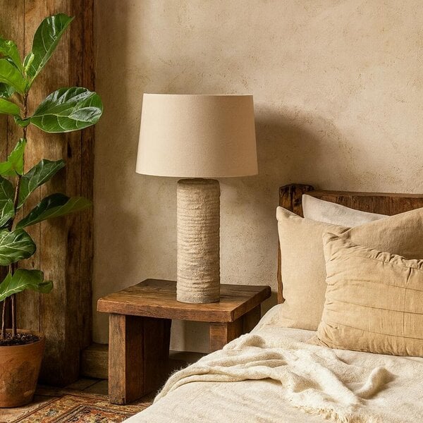 Wyld Haus Florence Tall Grey Etched Aged Stoneware  Table Lamp
