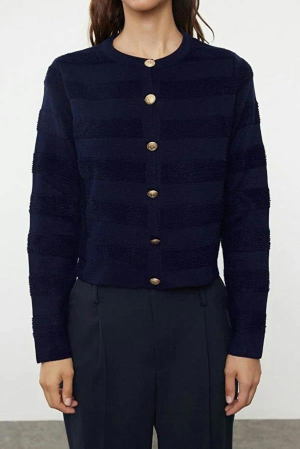 WOVCOR Crew Neck Knit Cardigan