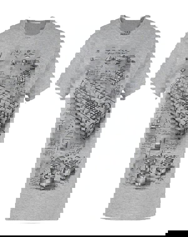 Minecraft Boys Grey Blueprint Placement Print Short Sleeved T-Shirt