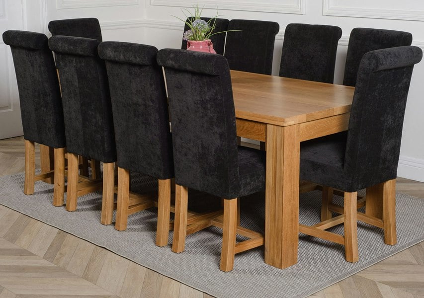 That's Furniture Dakota Extra Large Oak Dining Table with Washington Fabric Chairs