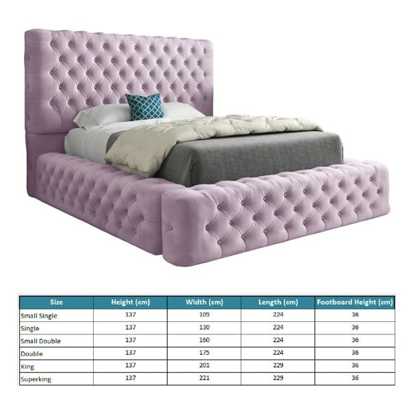 Casa Magna Grand Milan Pleated Upholstery Bed Frame - Pink