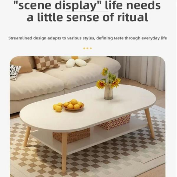 Havendro White Modern Double-Layer Coffee Table Space-Saving Living Room Side Table