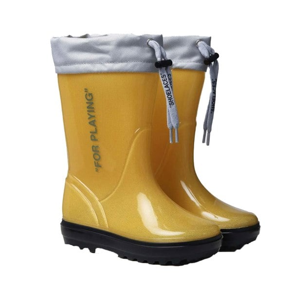 Off White Childrens/Kids Rubber Wellington Boots - Yellow