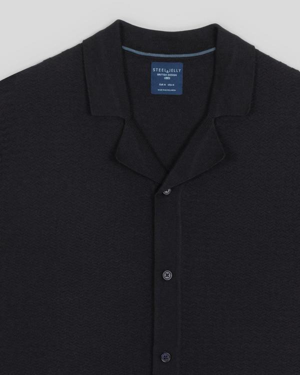 Steel & Jelly Aldgate - Chevron Textured Knitted Short Sleeve Shirt