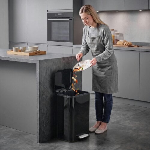 HOMCOM 20L Kitchen Bin, Pedal Bin with Removable Bucket, High Gloss Black