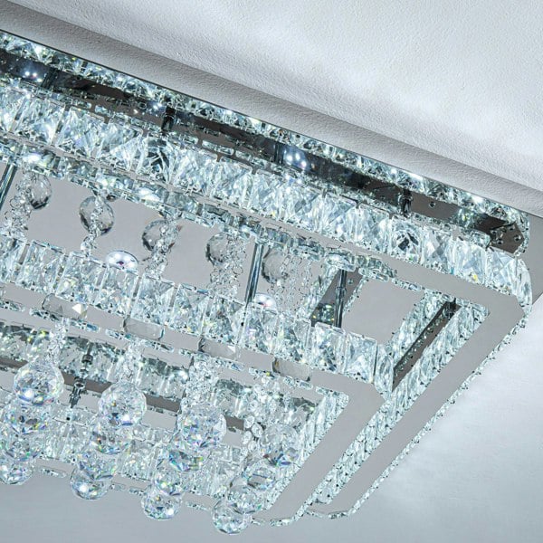 Double Layered Rectangle Crystal Ceiling Lights with Chome Finish Ceiling Light Fixtures Living and Home 