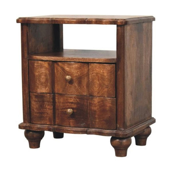 Artisan Furniture Solid Wood 2-Drawer Bedside with Open Shelf