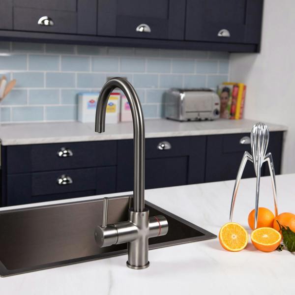 Impromta 3 in 1 Biometric Swan Neck Boiling Water Tap | Gun Metal Finish
